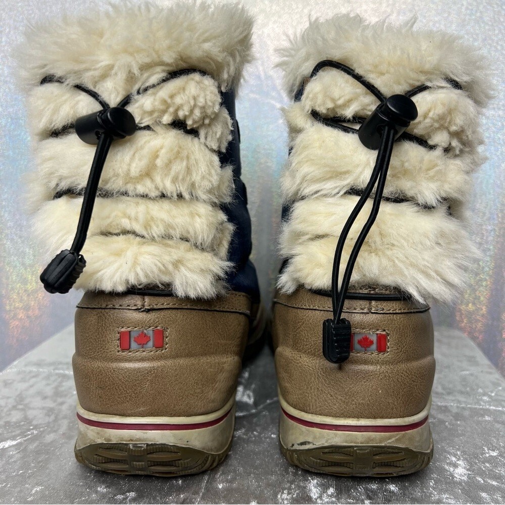 Pajar ice pick winter boots blue cream tan brown black furry fuzzy fur faux - Picture 3 of 12